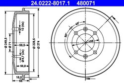 TAMBUR FRANA ATE 24.0222-8017.1 - Compatibil cu CITROEN, PEUGEOT