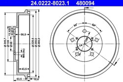 TAMBUR FRANA ATE 24.0222-8023.1 - Compatibil cu SUBARU