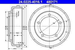 TAMBUR FRANA ATE 24.0225-4016.1 - Compatibil cu FORD