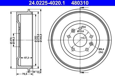 TAMBUR FRANA ATE 24.0225-4020.1 - Compatibil cu LAND ROVER