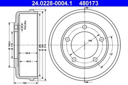 TAMBUR FRANA ATE 24.0228-0004.1 - Compatibil cu FORD