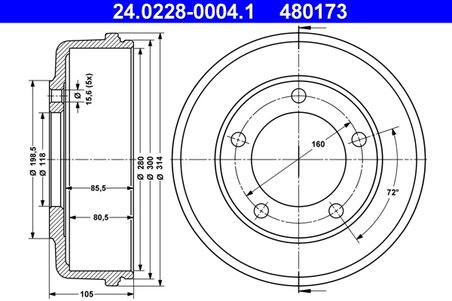 TAMBUR FRANA ATE 24.0228-0004.1 - Compatibil cu FORD