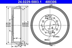 TAMBUR FRANA ATE 24.0229-5003.1 - Compatibil cu TOYOTA