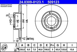 DISC FRANA ATE 24.0309-0123.1 - Compatibil cu AUDI, SEAT, SKODA, VW
