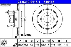 DISC FRANA ATE 24.0310-0115.1 - Compatibil cu FORD