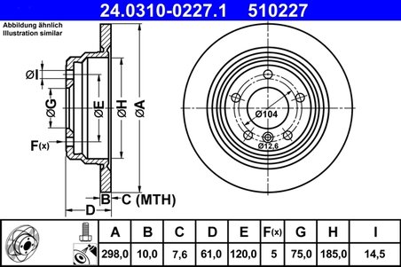 DISC FRANA ATE 24.0310-0227.1 - Compatibil cu BMW