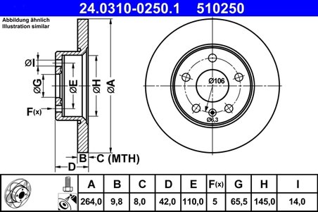 DISC FRANA ATE 24.0310-0250.1 - Compatibil cu OPEL
