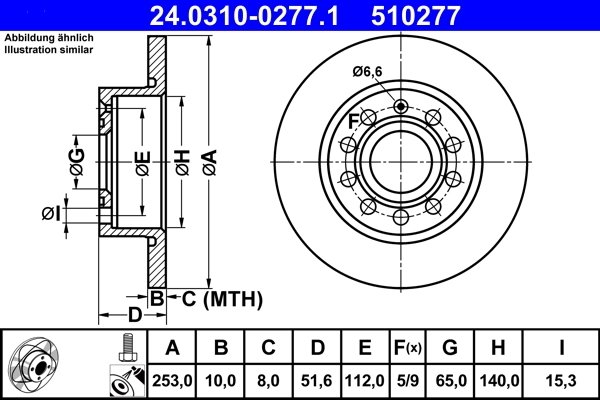 DISC FRANA ATE 24.0310-0277.1 - Compatibil cu AUDI, SEAT, SKODA, VW