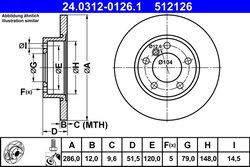 DISC FRANA ATE 24.0312-0126.1 - Compatibil cu BMW