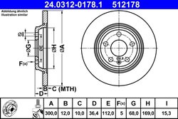 DISC FRANA ATE 24.0312-0178.1 - Compatibil cu AUDI