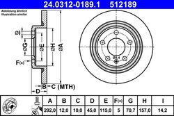 DISC FRANA ATE 24.0312-0189.1 - Compatibil cu CHEVROLET, OPEL, VAUXHALL
