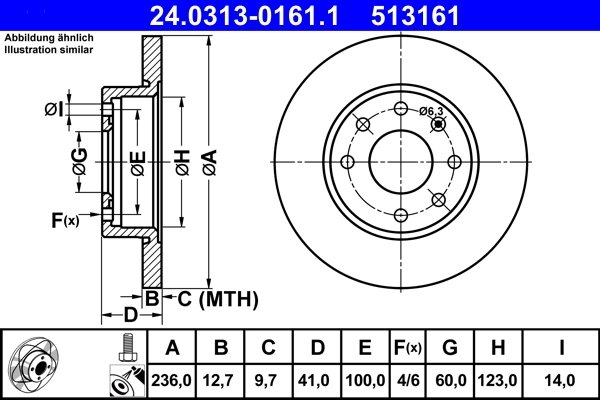 DISC FRANA ATE 24.0313-0161.1 - Compatibil cu OPEL
