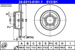 DISC FRANA ATE 24.0313-0181.1 - Compatibil cu AUDI