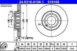 DISC FRANA ATE 24.0318-0106.1 - Compatibil cu SEAT, VW