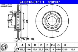 DISC FRANA ATE 24.0318-0137.1 - Compatibil cu SKODA, VW