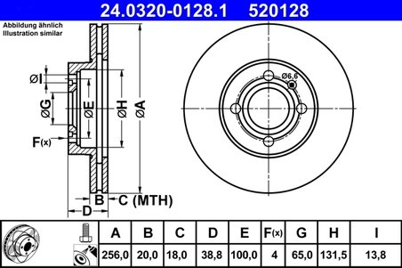 DISC FRANA ATE 24.0320-0128.1 - Compatibil cu SEAT, VW