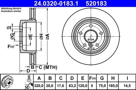 DISC FRANA ATE 24.0320-0183.1 - Compatibil cu BMW