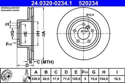DISC FRANA ATE 24.0320-0234.1 - Compatibil cu BMW
