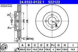 DISC FRANA ATE 24.0322-0122.1 - Compatibil cu BMW