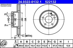 DISC FRANA ATE 24.0322-0132.1 - Compatibil cu MERCEDES-BENZ
