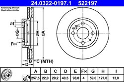 DISC FRANA ATE 24.0322-0197.1 - Compatibil cu ABARTH, ALFA ROMEO, CHRYSLER, CITROEN, FIAT, LANCIA, PEUGEOT