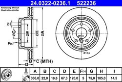 DISC FRANA ATE 24.0322-0236.1 - Compatibil cu BMW