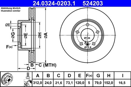 DISC FRANA ATE 24.0324-0203.1 - Compatibil cu BMW