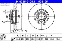 DISC FRANA ATE 24.0325-0105.1 - Compatibil cu AUDI, SEAT, SKODA