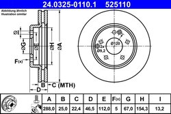 DISC FRANA ATE 24.0325-0110.1 - Compatibil cu MERCEDES-BENZ