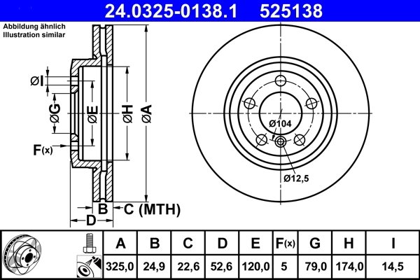 DISC FRANA ATE 24.0325-0138.1 - Compatibil cu BMW
