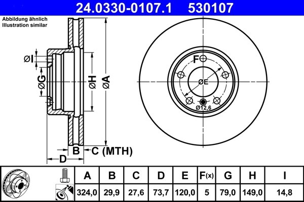 DISC FRANA ATE 24.0330-0107.1 - Compatibil cu BMW