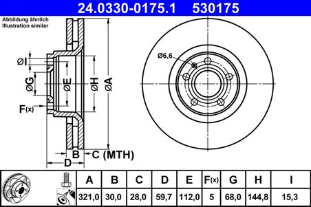 DISC FRANA ATE 24.0330-0175.1 - Compatibil cu AUDI