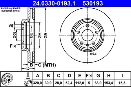 DISC FRANA ATE 24.0330-0193.1 - Compatibil cu AUDI