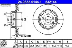 DISC FRANA ATE 24.0332-0144.1 - Compatibil cu MERCEDES-BENZ