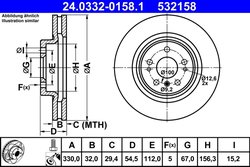 DISC FRANA ATE 24.0332-0158.1 - Compatibil cu MERCEDES-BENZ