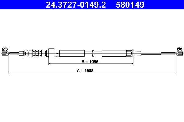 CABLU FRANA DE MANA ATE 24.3727-0149.2 - Compatibil cu AUDI, SEAT, SKODA, VW