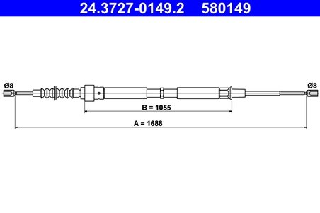 CABLU FRANA DE MANA ATE 24.3727-0149.2 - Compatibil cu AUDI, SEAT, SKODA, VW