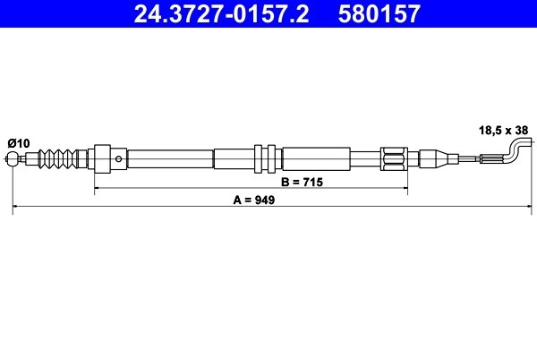 CABLU FRANA DE MANA ATE 24.3727-0157.2 - Compatibil cu VW