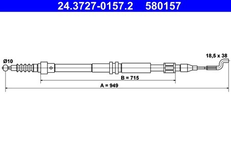 CABLU FRANA DE MANA ATE 24.3727-0157.2 - Compatibil cu VW
