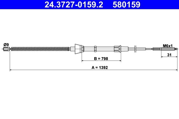 CABLU FRANA DE MANA ATE 24.3727-0159.2 - Compatibil cu SEAT, VW