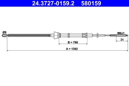 CABLU FRANA DE MANA ATE 24.3727-0159.2 - Compatibil cu SEAT, VW