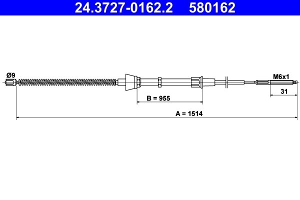CABLU FRANA DE MANA ATE 24.3727-0162.2 - Compatibil cu SEAT, VW