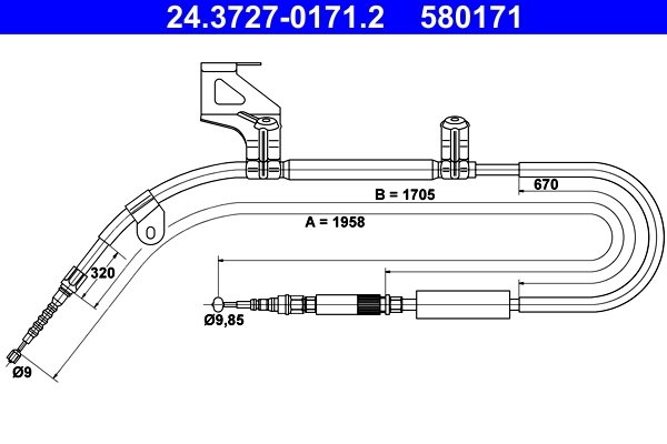 CABLU FRANA DE MANA ATE 24.3727-0171.2 - Compatibil cu AUDI