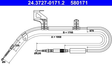 CABLU FRANA DE MANA ATE 24.3727-0171.2 - Compatibil cu AUDI