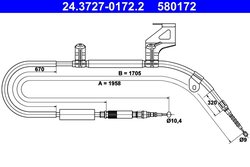 CABLU FRANA DE MANA ATE 24.3727-0172.2 - Compatibil cu AUDI