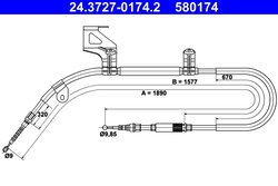 CABLU FRANA DE MANA ATE 24.3727-0174.2 - Compatibil cu VW