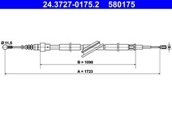CABLU FRANA DE MANA ATE 24.3727-0175.2 - Compatibil cu AUDI, SKODA, VW