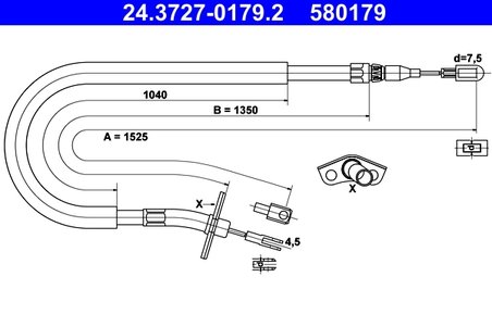 CABLU FRANA DE MANA ATE 24.3727-0179.2 - Compatibil cu MERCEDES-BENZ, VW