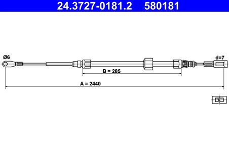 CABLU FRANA DE MANA ATE 24.3727-0181.2 - Compatibil cu MERCEDES-BENZ, VW