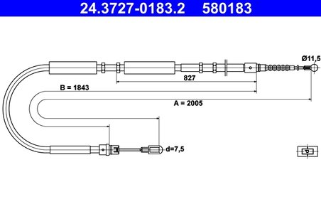 CABLU FRANA DE MANA ATE 24.3727-0183.2 - Compatibil cu AUDI
